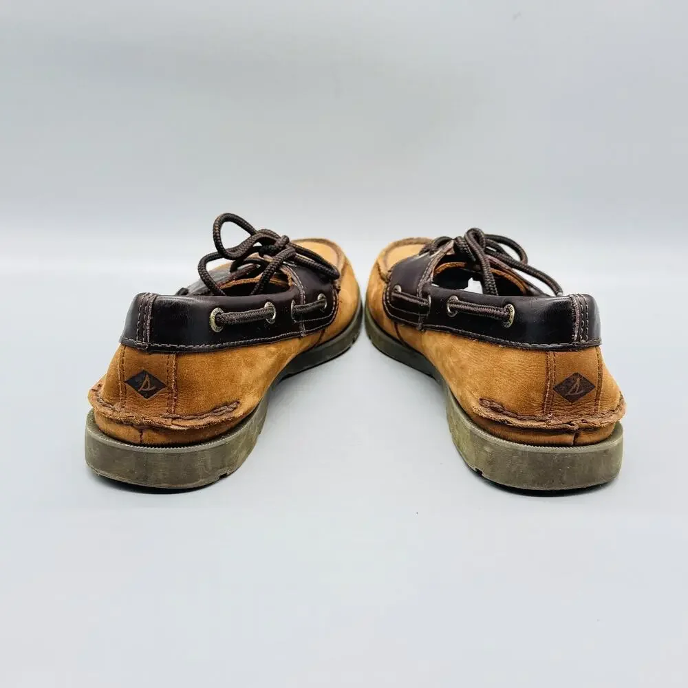 Sperry Shoes Mens 7.5 Brown Leather Top Sider Boat Deck Moc Toe Lace Up Casual